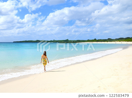 A woman enjoying the seaside 122583479