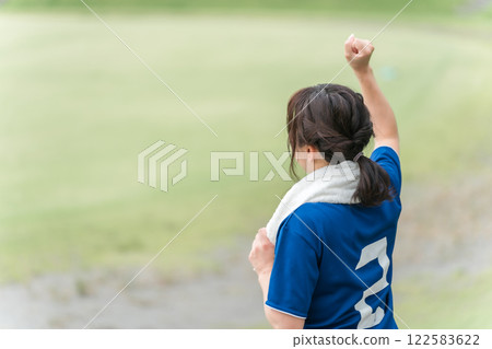 Soccer fans and supporters who win in soccer and give a guts pose Soccer fans and supporters who win in soccer and give a guts pose 122583622