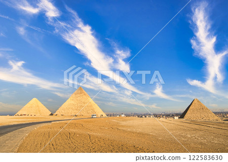 The majesty of the Three Great Pyramids of Giza, a World Heritage Site 122583630