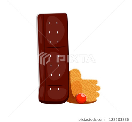 Cartoon letter L styled as a cricket pad, complete with glove and red cricket ball equipment. Vector sport font, educational typeface, funny type, kids English alphabet typography uppercase symbol Cartoon letter L styled as a cricket pad, complete with glove and red cricket ball equipment. Vector sport font, educational typeface, funny type, kids English alphabet typography uppercase symbol 122583886