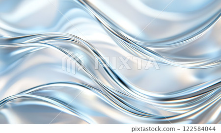 Minimalist abstract blue and white gradient waves, soft light reflections, hi-tech futuristic background 122584044