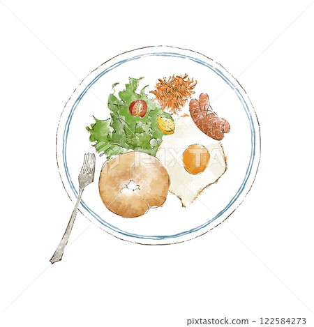 Breakfast plate with bagels 122584273