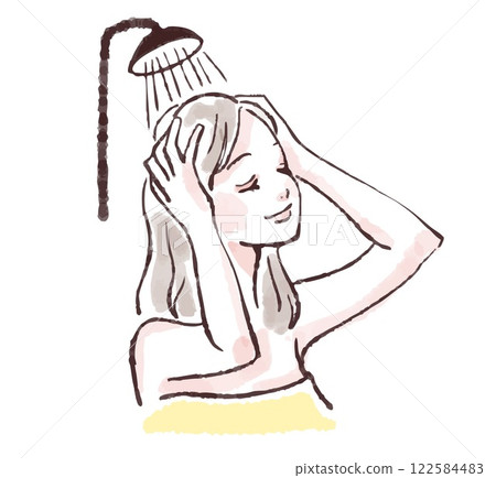 一位女士洗頭、洗澡、淋浴、洗頭的插圖素材 一位女士洗頭、洗澡、淋浴、洗頭的插圖素材 122584483
