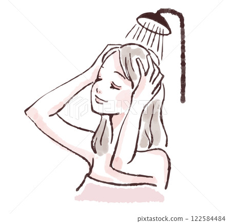 一位女士洗頭、洗澡、淋浴、洗頭的插圖素材 一位女士洗頭、洗澡、淋浴、洗頭的插圖素材 122584484