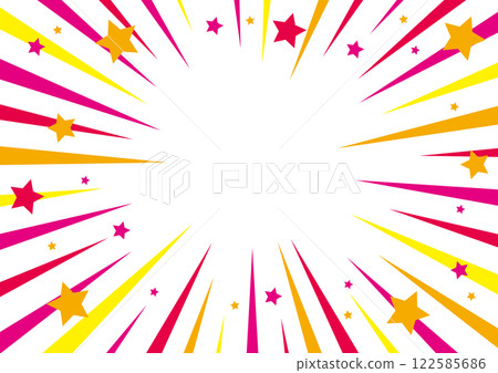 Concentrated lines, pop star pattern, pink, orange, frame, background Concentrated lines, pop star pattern, pink, orange, frame, background 122585686