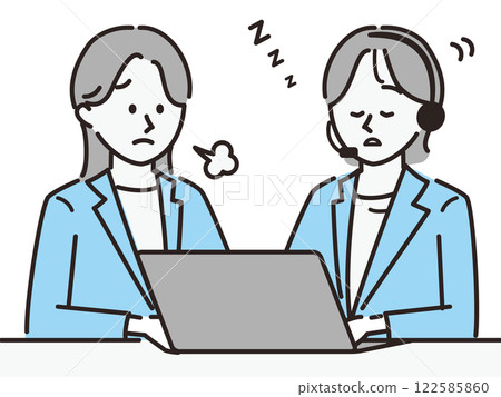 在呼叫中心接受指示_打瞌睡 122585860