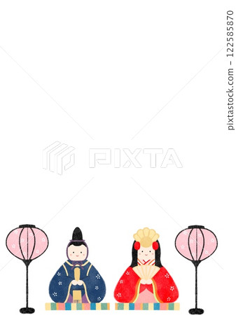 Illustration of Hinamatsuri dolls in Japanese style 122585870