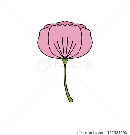 A pink flower with a green stem 122585890