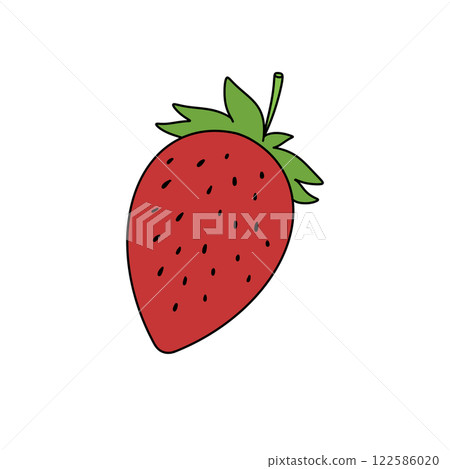 A red strawberry with green leaves A red strawberry with green leaves 122586020