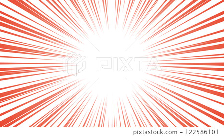 Concentrated lines, red, simple, horizontal frame 122586101