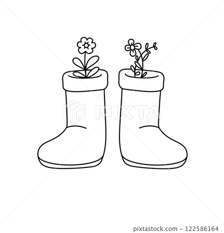 Two flower pots with flowers in them 122586164