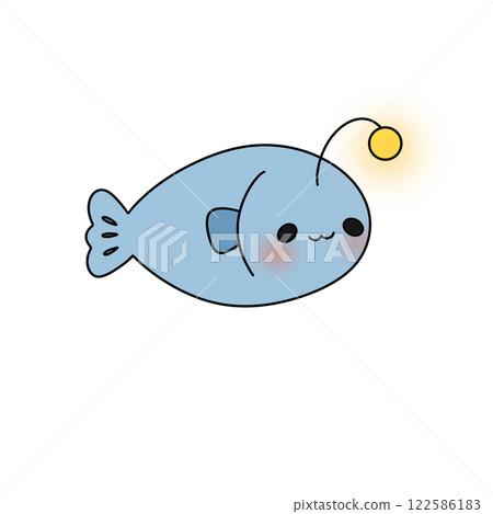 A cartoon fish with a yellow light on its head A cartoon fish with a yellow light on its head 122586183