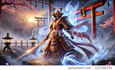 Japanese-style fantasy warrior 122586791