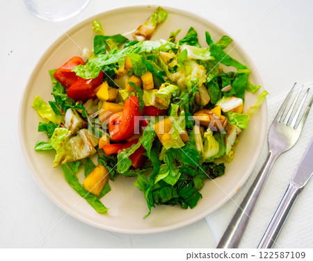 Fresh vegetable salad with tomato and mango Fresh vegetable salad with tomato and mango 122587109