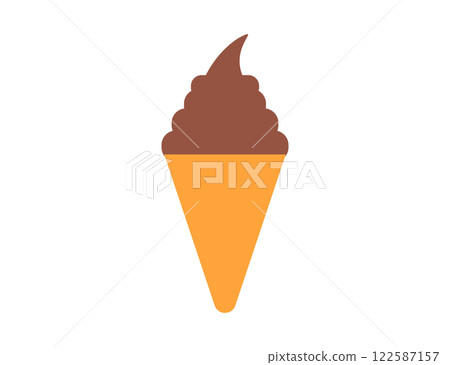 Illustration of chocolate soft serve ice cream in a cone icon 122587157