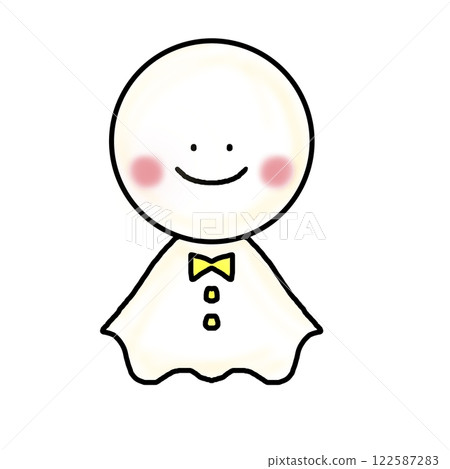 An illustration of a fluffy ghost with a cute face 122587283