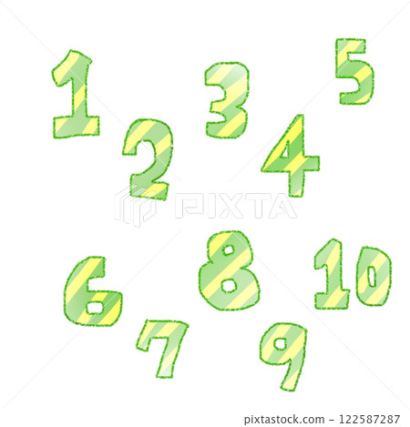Hand-drawn numbers with striped pattern (green) Hand-drawn numbers with striped pattern (green) 122587287