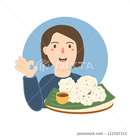 chef character with cireng bandung character 122587312