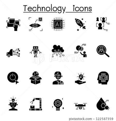 Technology icon set in glyph style 122587359