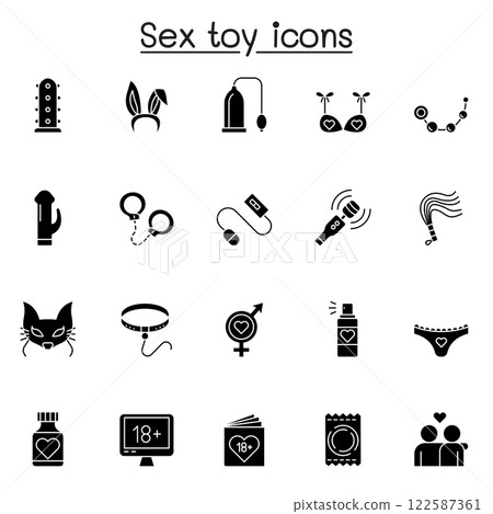 Sex toy icon set in glyph style Sex toy icon set in glyph style 122587361