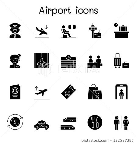 Airport icon set in glyph style 122587395