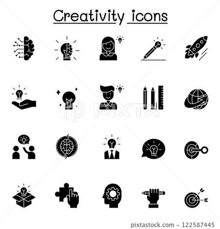 Creative icon set in glyph style 122587445