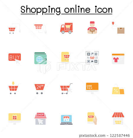 Shopping onicon in flat color style 122587446
