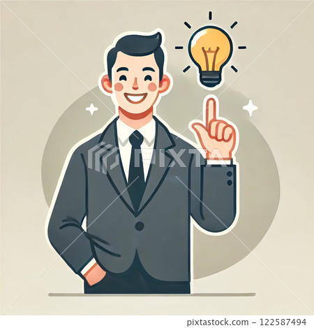 A young businessman in a suit has an idea 122587494