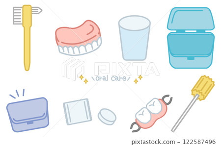 護理用口腔護理產品插圖集 護理用口腔護理產品插圖集 122587496