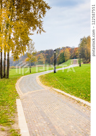 Walkway in the park in the summer 122587551