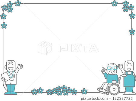 Background material <Frame of person requiring care, nurse, and caregiver, Pay attention here, Horizontal position> Background material <Frame of person requiring care, nurse, and caregiver, Pay attention here, Horizontal position> 122587725