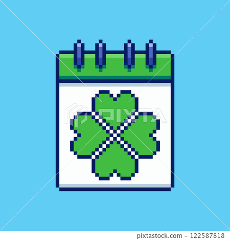 Pixel art St Patrick Day Calendar game asset design 122587818