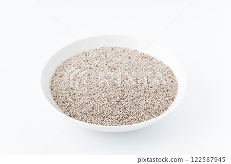 White chia seeds in a plate White chia seeds in a plate 122587945