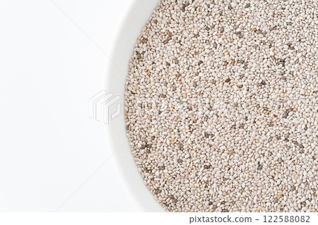 White chia seeds close-up 122588082