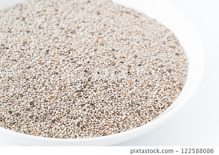 White chia seeds close-up White chia seeds close-up 122588086