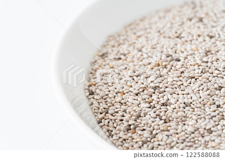 White chia seeds close-up White chia seeds close-up 122588088