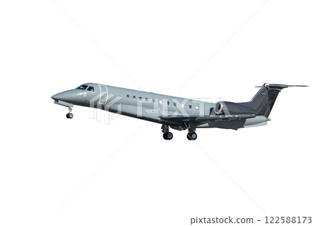 Takeoff a modern luxury business jet isolated on white background 122588173