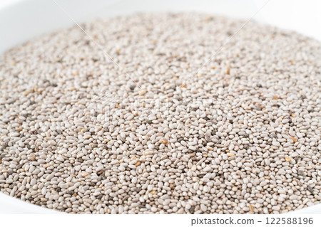 White chia seeds close-up 122588196