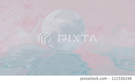 serene moon floats above reflective water surface 122588286
