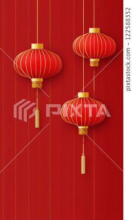 Red lanterns on festive background Red lanterns on festive background 122588352