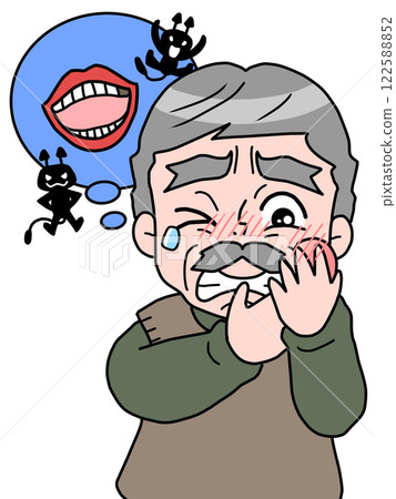 Illustration of a senior man with a cavity 122588852