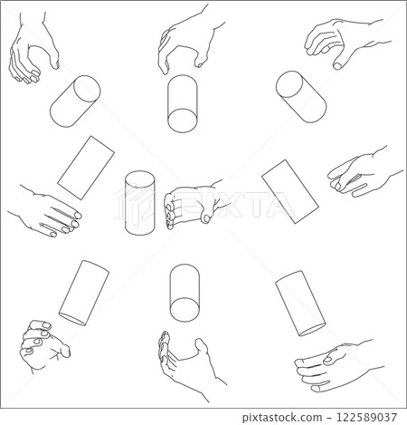 A set of hands holding a cylinder 122589037