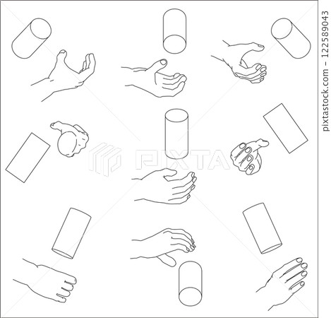 A set of hands holding a cylinder A set of hands holding a cylinder 122589043