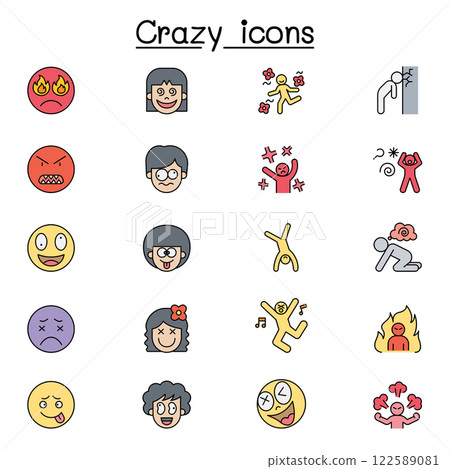Crazy flat color icon Crazy flat color icon 122589081