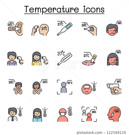 Temperature icon set in color line style 122589120
