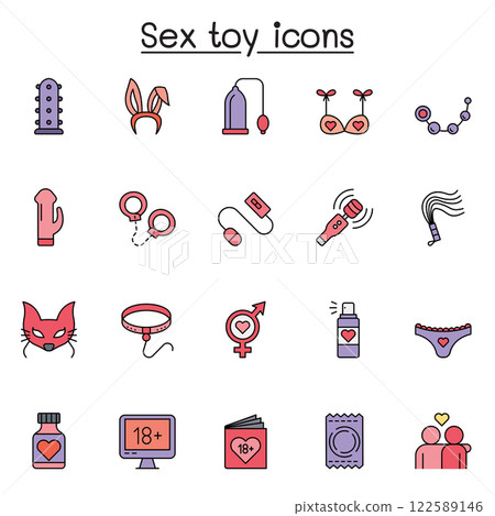 Sex toy icon in color line style 122589146
