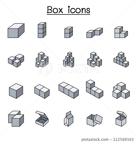 Box icon in color line style 122589163