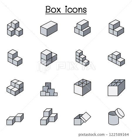 Box icon in color line style 122589164