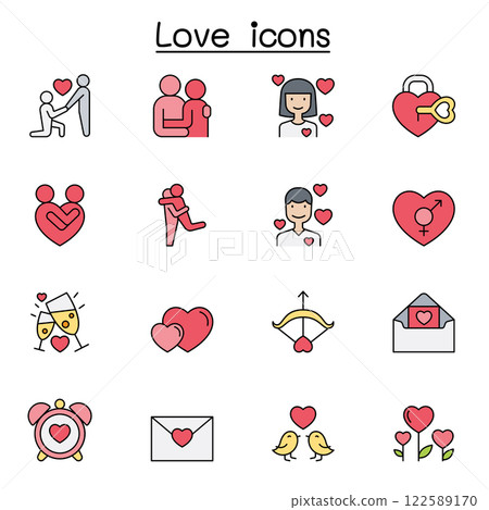 Love icon set in color line style 122589170