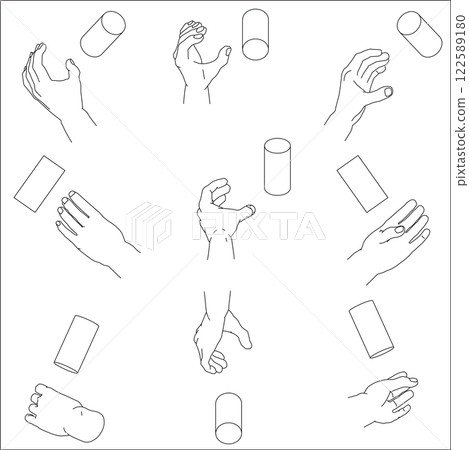 A set of hands holding a cylinder A set of hands holding a cylinder 122589180